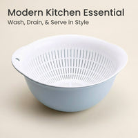 Draining Basket for Fruit Vegetable Washing Food Strainers, 2 in 1 Fruit Cleaning Bowl with Strainer Container