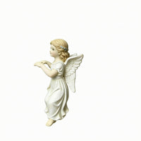 Resin Angel Flower Pot Figurine Feathered Wings Rim Perch Figurine Long Wavy Hair Flower Pot Hanger Draped Dress for Patio, Balcony
