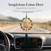 Lucky Lotus Luminous Deer Car Ornament for Good Fortune and Safety