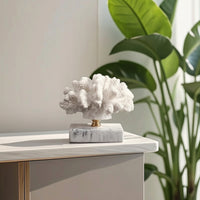 Coral Sculpture with Base Coastal Coral Decor Coastal-Themed Tabletop Ornament for Coffee Table, Bookshelf, Tv Stand