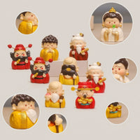 6 Pieces Chinese Deity Figurines Painted for Desk, Collectors