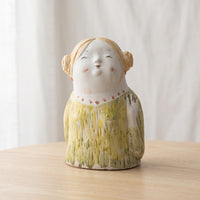Girl Figurine Stylized Ceramic Figurine Hand-Painted Tabletop Sculpture for Interior Decorators, Art Collectors, Shelf, Living Room, Entryway