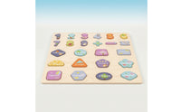 Number Puzzle Board with Blocks Educational Wooden Shape Puzzle Shape Blocks Natural Wood Non for Toddlers, Playroom