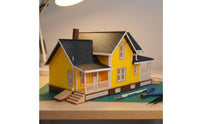Miniature Villa with Porch Detailed American Style House Model Compact Diorama Building for Dioramas