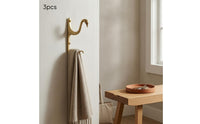 3 Pieces Brass Swan Hook Gold-Toned Household Hardware Space Saving