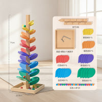 Wooden Music Tree with Beads Sensory Marble Run Colorful for Classroom, Toddlers