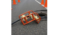 Heavy Duty Cable Laying Pulley Triangular Cable Guide with Three Rollers Red Sheave Reinforced for Shaft-Mouth Routing