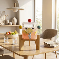 2300ml Glass Cold Drink Dispenser with Wooden Stand, Hammered Texture Glass Water Pitcher, High Temperature Resistant Cold Water Pitcher for Tea