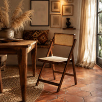 Wooden Folding Chair Woven Furniture for Storage