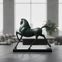 Horse Sculpture Cast Aluminum Horse Figurine Lustrous Equestrian Figurine with Equestrian Figure for Homeowners, Living Room