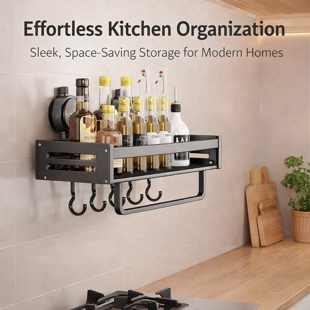 Wall Organizer and Mounted Spice Racks for Pantry Organization, Stainless Steel Metal for Condiment Storage