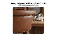 Riveted Backrest Stool Vintage Bar Counter Stool Chair Studded Detailing Seating Furniture for Adults, Cafe Owners, Restaurant, Coffee Shop