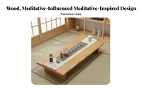 Japanese Design Low Drink Table with Stools Serene Design Floor Seating Group Sturdy Wood Construction Indoor Furniture for Hosts, Adults