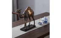 Camel Figurine on Base Bronze-Finish Camel Figurine Resin Decor for Home Stylists, Art Collectors, Living Room, Entryway, Bookshelf