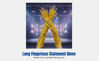 Long Beaded Fingerless Reflective Gloves, Polyester Costume Accessory, Halloween Cosplay, Stage Performance, Nightclub Party