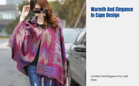 Bohemian Ethnic Shawl, Hooded Scarf Cape, Geometric Pattern, Women's Autumn Wrap