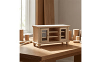 TV Cabinet with Door Unfinished Miniature TV Cabinet Wooden Furniture for Hobbyists