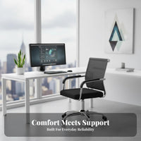 Ergonomic Design Mesh Back Side Chair with Arms Thickened Seat Cushion Mesh Back Sled Chair Long-Lasting Construction Office Furniture Space-Saving for Home Users, Students, Conference Attendees, Dormitory, Study Room, Lobby