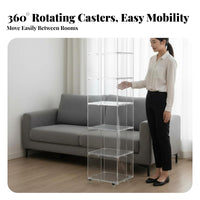 Transparent Look 2-Tier Clear Trolley Modern Design 2-Tier Rolling Organizer Multi-Functional Side Table Slim contour for Office Workers, Party Hosts, Living Room, Next to Sofa, Bedroom, Small Spaces