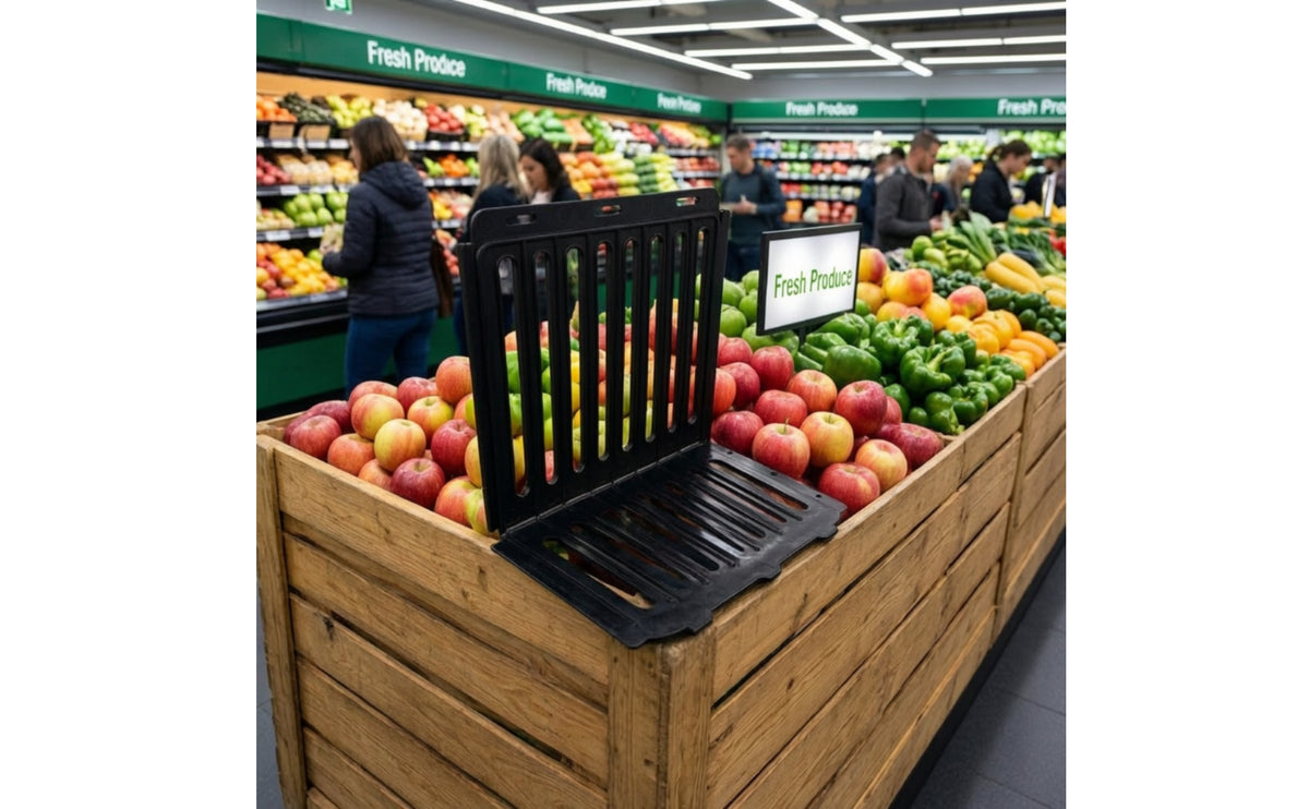 Produce Display Barrier Right-Angle Vegetable Display Barrier Slot-Together Produce Shelf Divider for Grocery Stores, Market Stalls