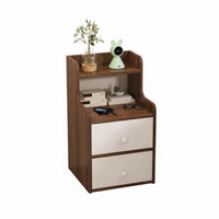 Modern design C-shapedd End Table with Drawer Space-Saving Nightstand Rounded Corners Storage Furniture Adjustable Feet for Apartment Dwellers, telecommuter Workers, Small areas, Dorm Room, Home Office, Sofa Side