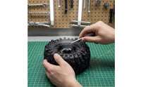 4 Pieces RC Crawler Wheel and Tire Assembly Dark Wheel and Tire Set with Beadlock Rim High Traction Tires for Trail Building