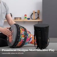 Lightweight African Djembe Easy to Learn Rope-Tuned Djembe Portable Percussion Instrument Rich Resonant Sound for Beginners, Adults, Musicians