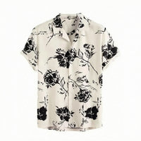 Printed Short-Sleeve Button-down Shirt Casual Button-Front Shirt Comfortable Apparel Versatile for Summer