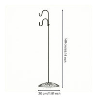 Double Shepherds Hook Stand Heavy Duty Dual Hook Plant Stand Garden Pole Weather-Resistant Space-Saving for Gardeners, Patio