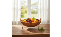 Handwoven Woven Basket Tray Natural Look Rattan Design Basket Long-Lasting Household Storage for Kitchen, Dining Table, Living Room