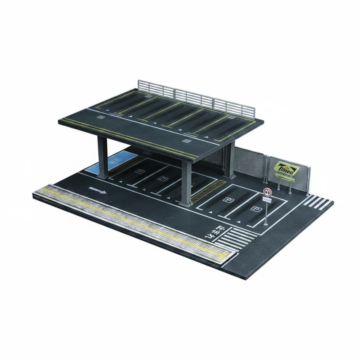 1:64 Scale Parking Lot Garage Diorama Two laye Model Car Display Case Organizer Realistic Parking Scene for Collectors, Photography