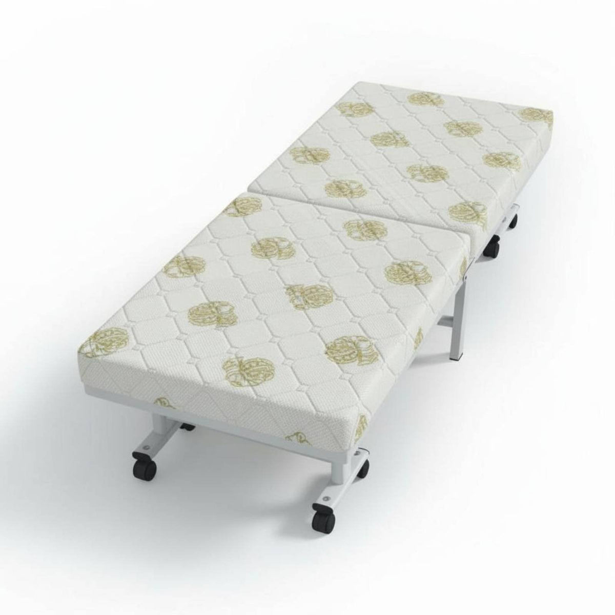Portable Folding Bed with Mattress Foldable Design Wheeled Portable Folding Foldable Bed Space-Saving Effortless Rolling Casters