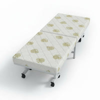 Portable Folding Bed with Mattress Foldable Design Wheeled Portable Folding Foldable Bed Space-Saving Effortless Rolling Casters