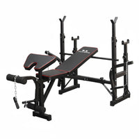 High Load Capacity Adjustable Squat Rack Heavy Duty Steel Construction Bench Press Stand Safety Spotter Arms Multi-Function Bench Press Rack Stable Design for Weightlifters, Bodybuilders, Men, Home Gym
