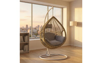 Hanging Lounge Chair with Stand Teardrop-Shaped Egg Chair with Stand Freestanding Furniture for Balcony, Sunroom, Reading Corner