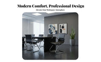 Ergonomic Design High-Back Sled Chair Wheelless High-Back Sled Base Armchair Lumbar Support Conference Seating Modern Design for Reception Guests, Managers, Executives, Study Room