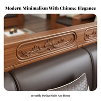 Solid Wood Storage Sofa Versatile-Versatile Design Walnut Wood Couch Firm Foam Cushions Chinese Design Living Room Set for Apartment Dwellers, Home