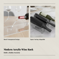 Tabletop Wine Rack Holds 3 Bottles Bottle Holder Clear Look Modern Style for Homeowners, Gift Givers, Pantry, Basement, Man Cave