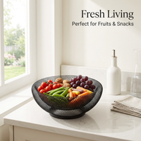 Nordic Iron Wire Fruit Basket for Kitchen Counter Storage, Metal Bowls for Living Room Table, Lotus Leaf Vegetable Holder