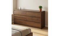 6-Drawer Dresser Handleless 6 Drawer Dresser Floor-Standing Storage Cabinet with Drawers for Bedroom, Living Room, Apartment