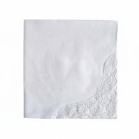 White Cotton Hankie Paintable Soft Lace Corner for Embroidery Projects
