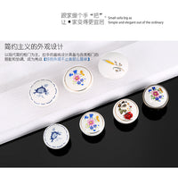 单孔把手中式简欧式仿古圆形田园抽屉衣柜门橱柜子小兰花陶瓷拉手 陶瓷大号 裂纹
