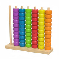 Rainbow Bead Counter Educational Wooden Bead Stacking Toy Problem-Solving Skills Color Sorting Stacking Rings for Preschoolers, Classroom