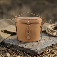 Adjustable Shoulder Strap cylindricalStyle Binocular Case Metal Loop Clasp Leather Binocular Case Stitched Seams Optical Accessory