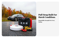 High Tensile Strength Woven Tow Rope with Shackles Heavy-Duty Reinforced Pull Strap Abrasion Resistant Towing Gear Long-Lasting Weave for Truck Owners, Away from-Road Enthusiasts, Emergency Crews, Muddy Terrain, Woodland Trails