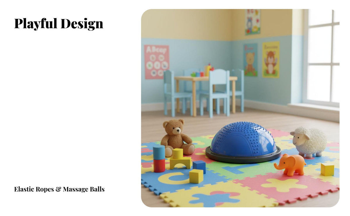Sensory Training Half Balance Ball Multi-Functional Half Exercise Ball Non-Slip Wobble Balance Coach Portable Design for Children, Toddlers, Adults