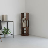 360 Degree Bookcase Solid Wood 360 Degree Book Shelf Revolving Storage Rack Space Saving Floor Standing Book Rack Stable Base