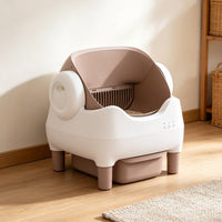 Self Cleaning Automatic Cat Litter Box High-Sided Electric Litter Box Handsunobstructed Pet Toilet Freestanding for Cats, Laundry Room, Balcony, Bedroom