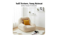 Retro Design Upholstered Cocoon Chair firm-density Foam padding Upholstered Armchair Sturdy Frame Single Sofa Textured Fabric for Young Adults, Apartment Dwellers, Book Lovers, Living Room, Bedroom, perusing corner