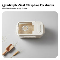 Moisture-Proof Rice Storage Container Transparent Body Airtight Dry Food Container Pouring Spout for Countertop